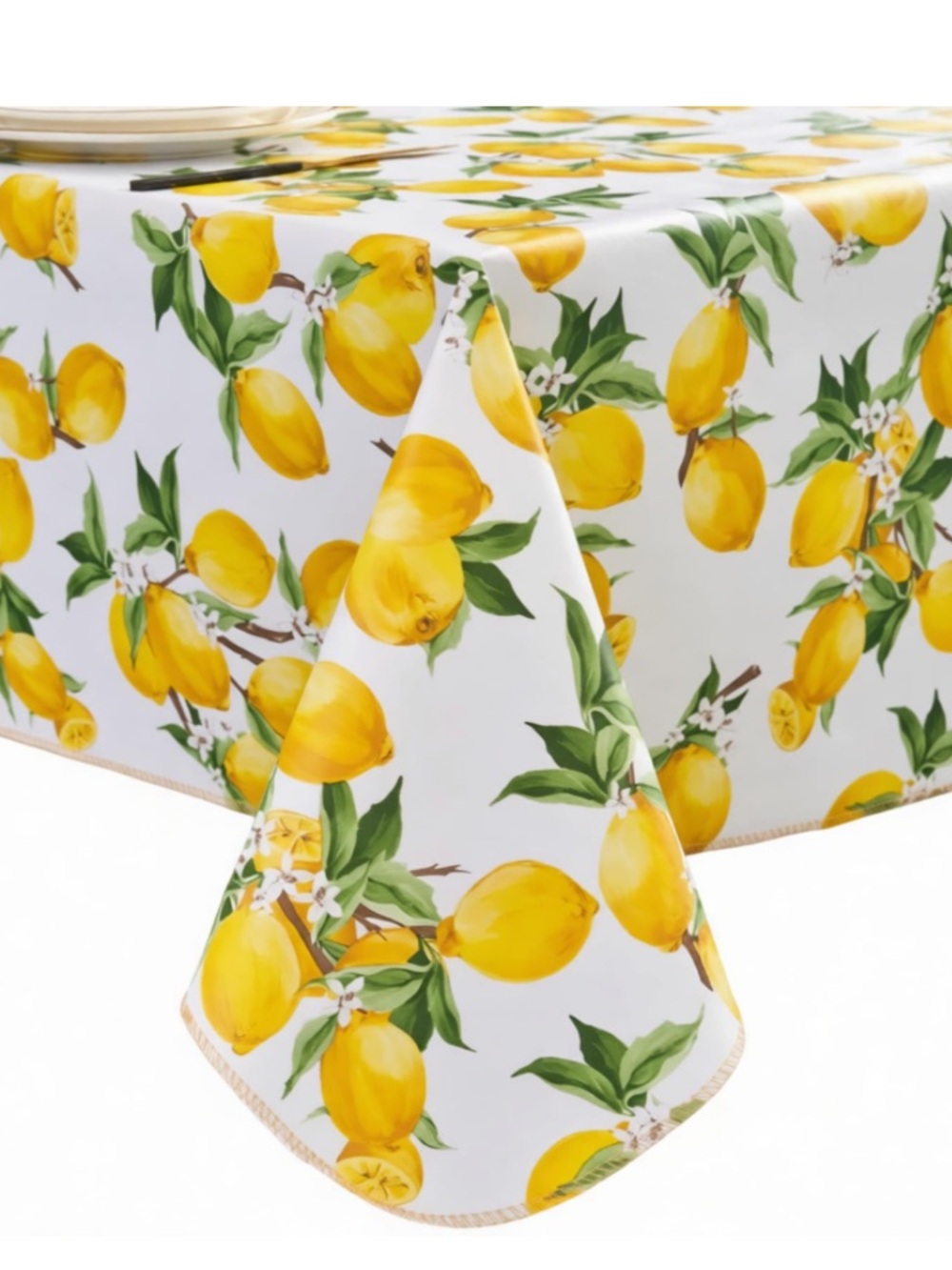 ‘Lemons’ Waterproof Oil-Proof Easy-to-Clean Vinyl Tablecloth 54x72”